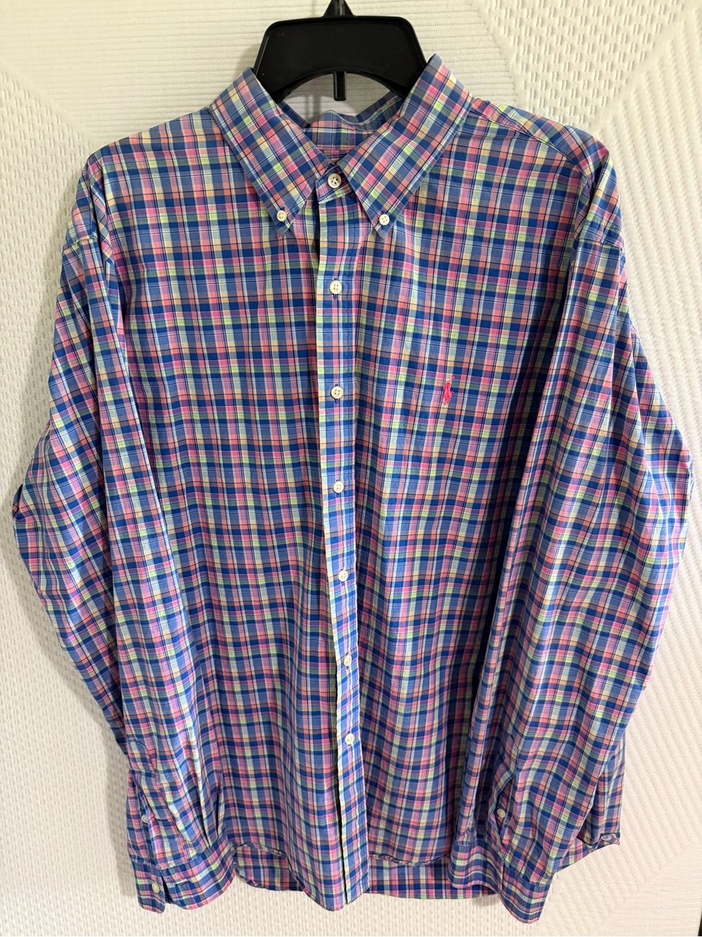 Ralph Lauren Men's Plaid Button-Down Shirt in Blue and Pink